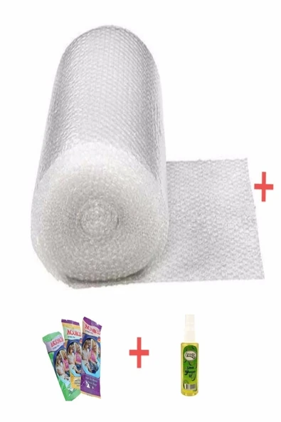 Balonlu Naylon Pat Pat 50cmx10m + Sprey Kolonya + Islak Mendil