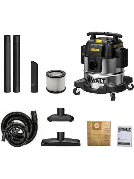 Dewalt DXV25S 1050W 25LT Paslanmaz Islak ve Kuru Elektrikli Süpürge - 2