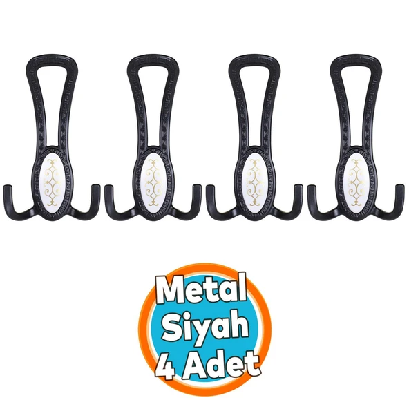 Metal Portmanto Vestiyer Duvar Dolap Elbise Mobilya Kapı Askısı Askılığı Askılık Mat Siyah 4 Adet ürün görseli