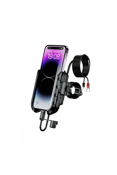 Nukrotech Mr Plus Motosiklet Telefon Tutucu Usb-c Şarjlı (GİDON VE AYNA BAĞLANTI APARATLI) - 2