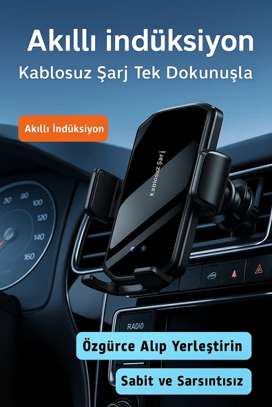 Temazsız Şarj Özelikli Araç İçi Telefon Tutucu F200 - 4