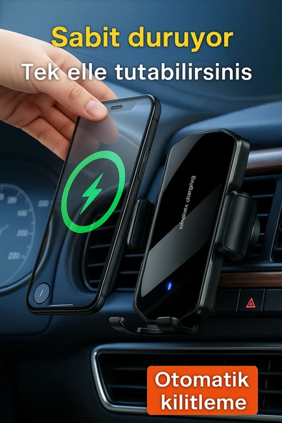Temazsız Şarj Özelikli Araç İçi Telefon Tutucu F200 - 3