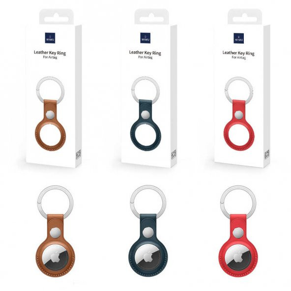Wiwu Leather Key Ring Airtag Anahtarlık Mavi - 2