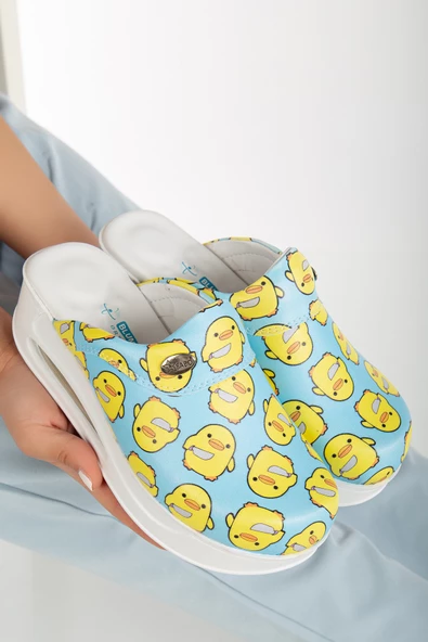 Blum Sabo Terlik Sarı Kuş Desenli Kadın Havalı Taban Sabo Terlik - 3