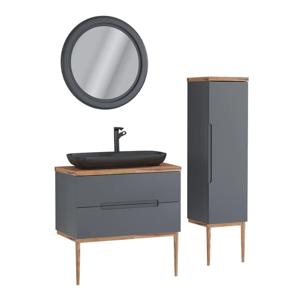 Ubm Monarc 100 Cm Lake Banyo Dolabı Antrasit