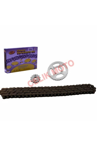 ÇELİKMOTO 14T/45T 428H ZİNCİR ÖN-ARKA DİŞLİ SET YAMAHA YBR SFR #54700