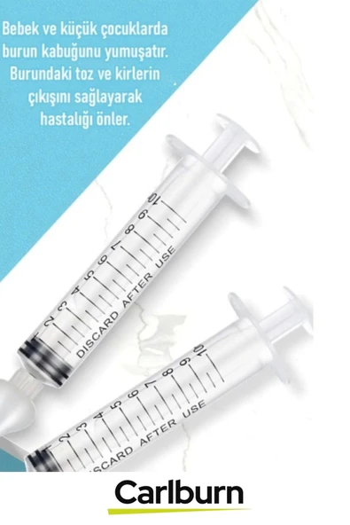 Silikon Uçlu 10ml Kapasiteli 12 cm Uzunluk 2'li Bebek Burun Temizleme Şırıngası Aspiratörü - 2
