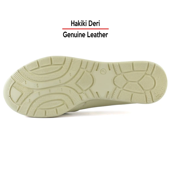 Erkan Saçmacı Mammina Bej Hakiki Deri Çapraz Bant Detaylı Slip-On Günlük Ayakkabı - 6