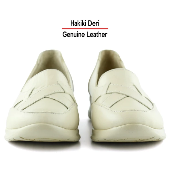 Erkan Saçmacı Mammina Bej Hakiki Deri Çapraz Bant Detaylı Slip-On Günlük Ayakkabı - 4