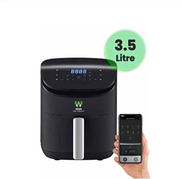 Wiami Airfryer 3.5 L Akıllı Yağsız Hava Fritözü Siyah (2 YIL RESMİ DİSTRİBÜTÖR GARANTİLİ)