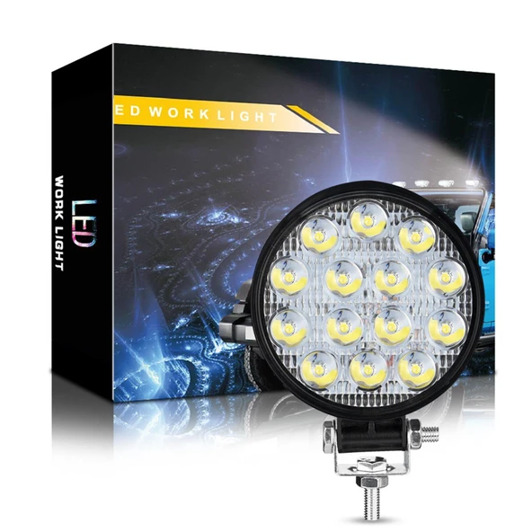 Off Road 14 Led 42 Watt Yuvarlak Traktör Tır Kamyon Tekne Sis Farı Projektör Çalışma Lambası 2 ADET