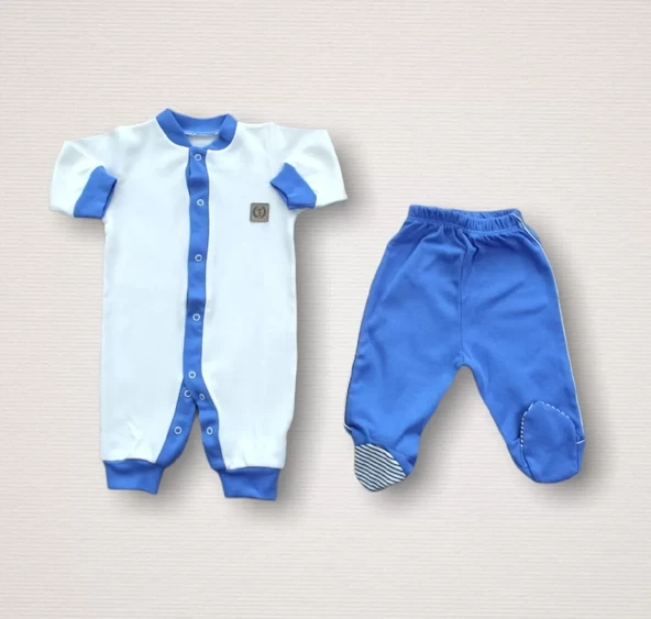 Minik Centilmen I Nakışlı %100 Cotton Antibakteriyel 10lu Zıbın Takımı Hastane Çıkışı Mavi - Resim 6