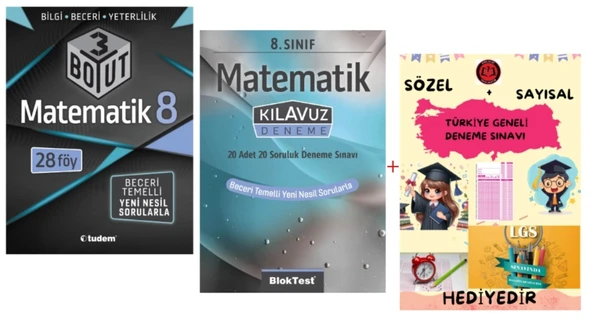 TUDEM YAYINLARI LGS MATEMATİK 3 BOYUT BECERİ TEMELLİ SORU BANKASI - MATEMATİK KLAVUZ DENEME - HEDİYE