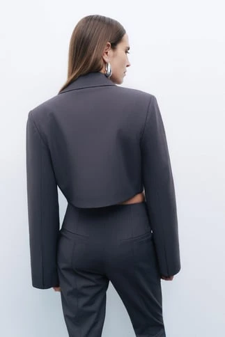 Nocturne Minimalist Crop Pantolon - Yüksek Bel, Düz Kesim, Midi Boy - Resim 3