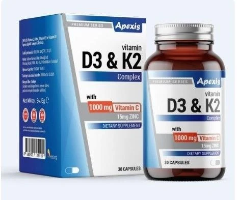 Apexis Premium Series D3&K2 1000mg Vitamin C Complex Vitamin 30 Tablet