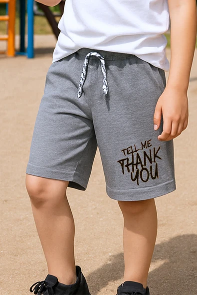 ERKEK ÇOCUK ŞORT CEPLİ DÜZ RENK YAZI BASKILI F29 - 5