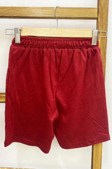 ERKEK ÇOCUK ŞORT CEPLİ DÜZ RENK YAZI BASKILI F29 - 4