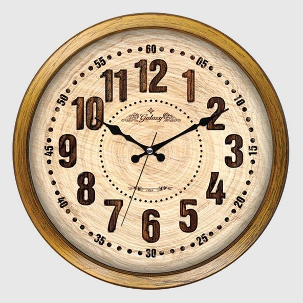 Galaxy Premium Serisi Retro Tasarım Ahşap Görünümlü 40 CM Duvar Saati
