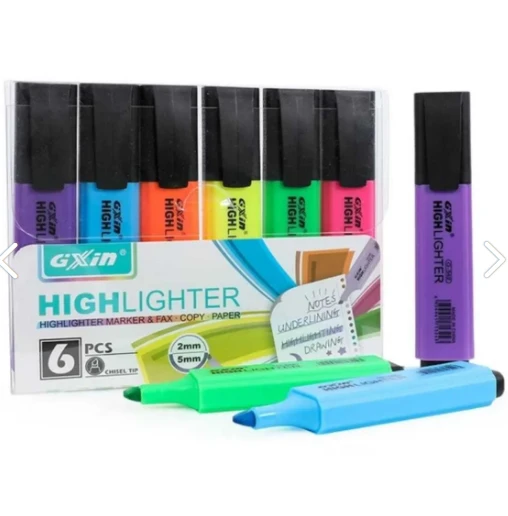 Gxin Canlı Renkler Highlighter 6 Renk Fosforlu Kalem Seti Klasik Model - 3
