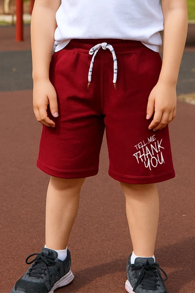 ERKEK ÇOCUK ŞORT CEPLİ DÜZ RENK YAZI BASKILI F29