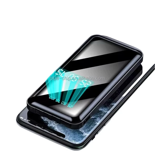 H01 Dijital Göstergeli Dahili Çoklu Kablolu 10000 mAh  Powerbank SİYAH