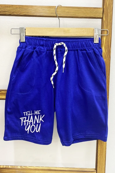 ERKEK ÇOCUK ŞORT CEPLİ DÜZ RENK YAZI BASKILI F29 - 11