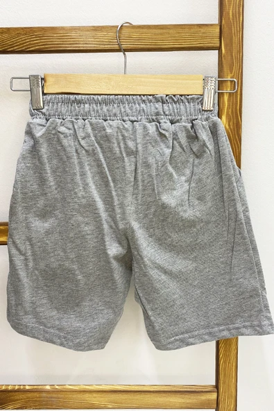 ERKEK ÇOCUK ŞORT CEPLİ DÜZ RENK YAZI BASKILI F29 - 8