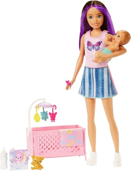 Barbie Skipper® Bebek Bakıcısı™ Mavi Saçlı Bebek ve Oyun Seti HJY33