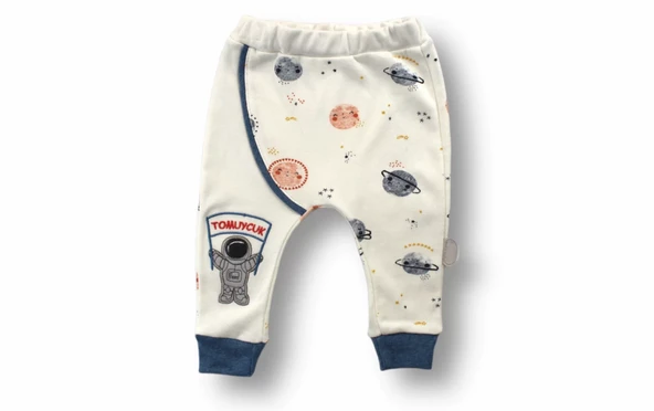 Şirin Kozmonot Nakışlı Şapkalı Uzun Kollu Zıbınlı 3lü Kız-erkek Bebek Takımı Ekru - Resim 6