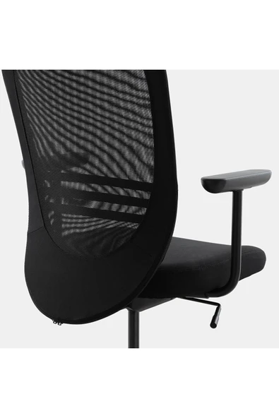 Flıntan Çalışma Sandalyesi, Siyah Kolçaklı Ergonomik Ofis Koltuğu - 2