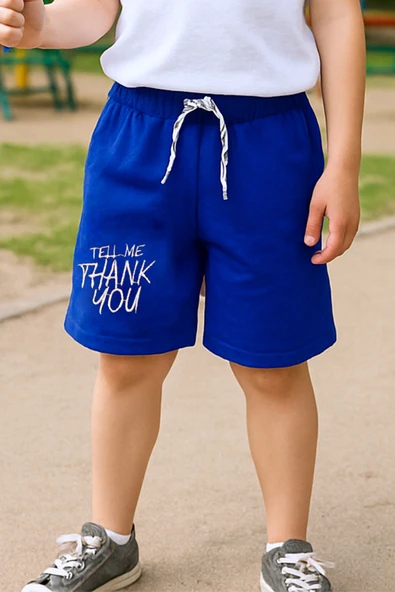 ERKEK ÇOCUK ŞORT CEPLİ DÜZ RENK YAZI BASKILI F29 - 9
