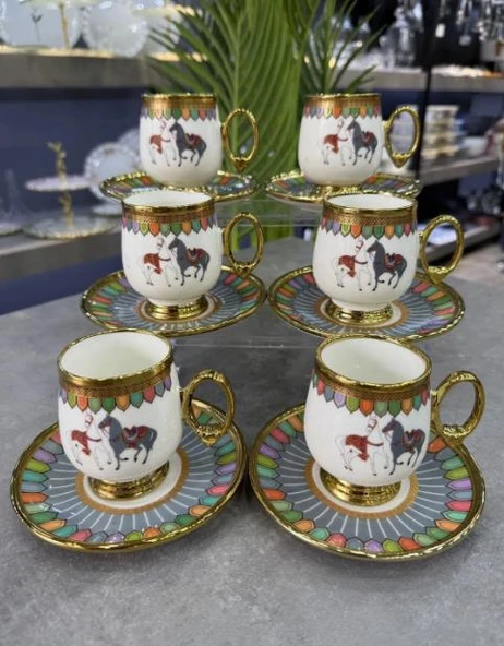 Acar Wilshire Gri 6'lı Kahve Fincan Takımı SHP-07188