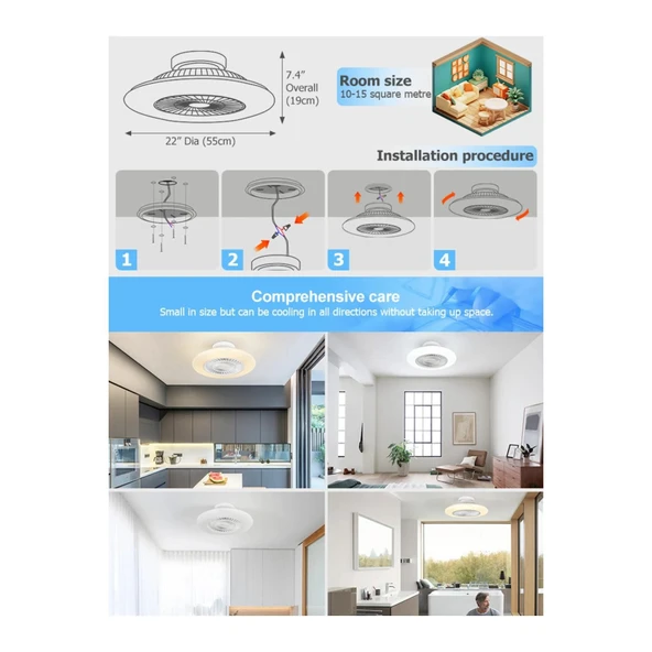 Dlc Nord 60CM Kumandalı Led Tavan Vantilatörü Beyaz - Resim 4