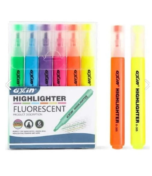 Gxin Canlı Renk Üçgen Highlighter 6 Renk Fosforlu Kalem Seti