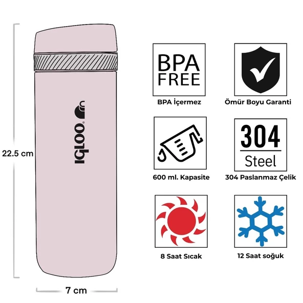 Igloo Squid Termos 600ml-PEMBE - 2
