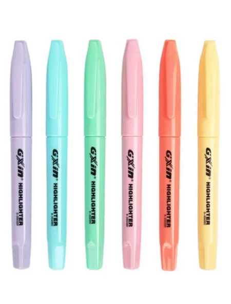 Gxin Pastel Highlighter 6 Renk Pastel Fosforlu Kalem Seti Kalem Tipi Cep Tipi/ Highlighter Pastel - 2