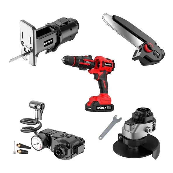Akülü Değiştirilebilir Başlıklı 5'li Set 20 V 2.0 Ah Taşlama Matkap Dekubaj Testere Pala Top Şişirme - 3