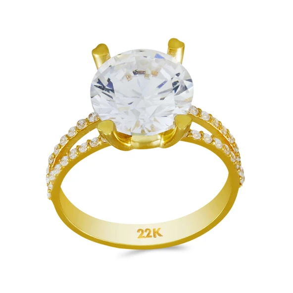 22 Ayar Altın Tektaş Yüzük T075071 ürün görseli 1