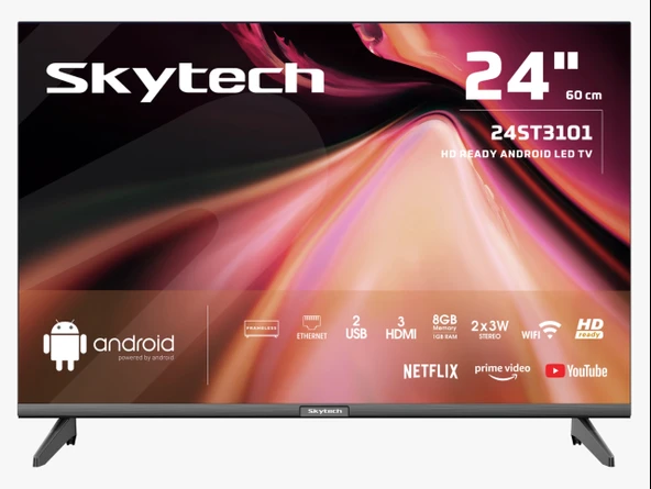 Skytech 24ST3101 HD 24" 61 Smart Led TV Çerçevesiz Ekran (12 WOLT)