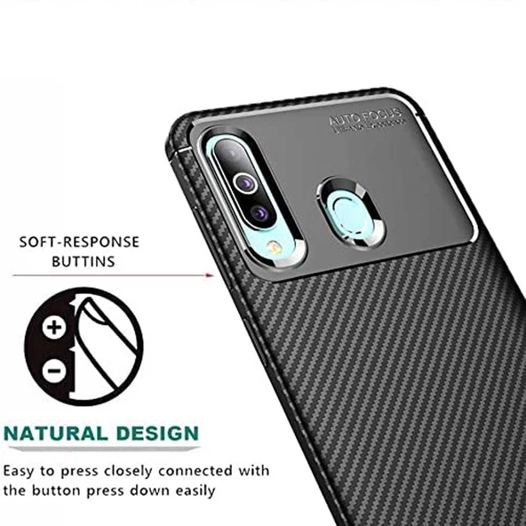 Samsung Galaxy M40 Uyumlu Karbon Desenli Negro Silikon Kılıf - 5