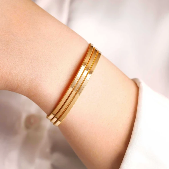 7 gr(gram) 22 Ayar İşçiliksiz Tia Dilan Bilezik - Resim 2