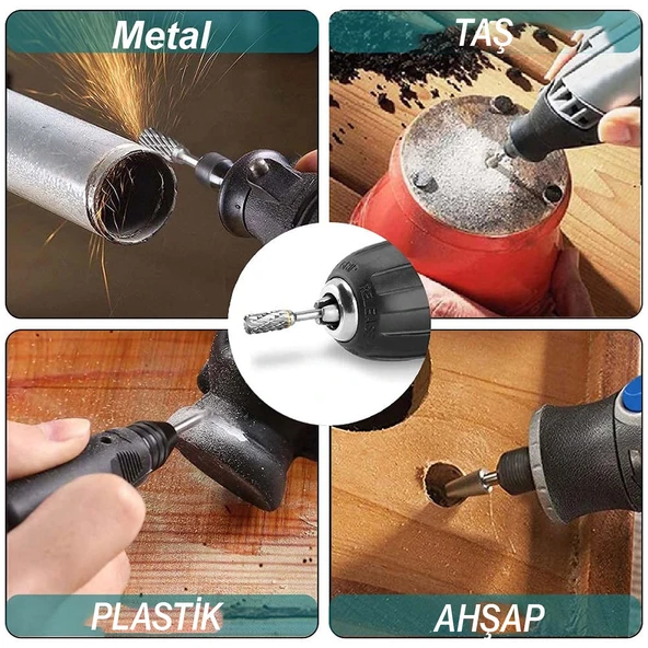 5 Parça Freze Uç Törpü Uç Kalıpçı Taşlama Seti Metal Demir Oyma Zımparalama Ucu Matkap Uyumlu - 4