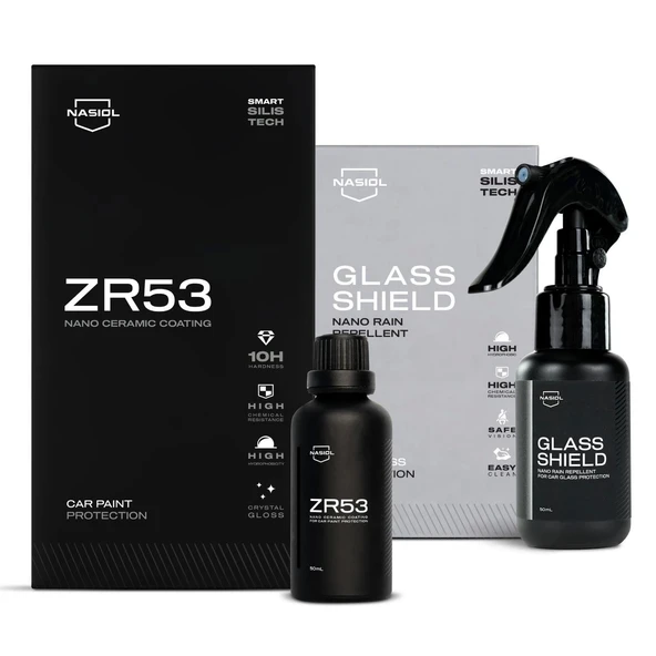 Nasiol ZR53 Araç Nano Seramik Kaplama,Boya Koruma ve Glasshield Nano Yağmur Kaydırıcı Sprey Seti