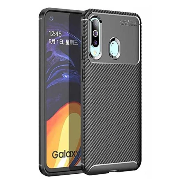 Samsung Galaxy M40 Uyumlu Karbon Desenli Negro Silikon Kılıf