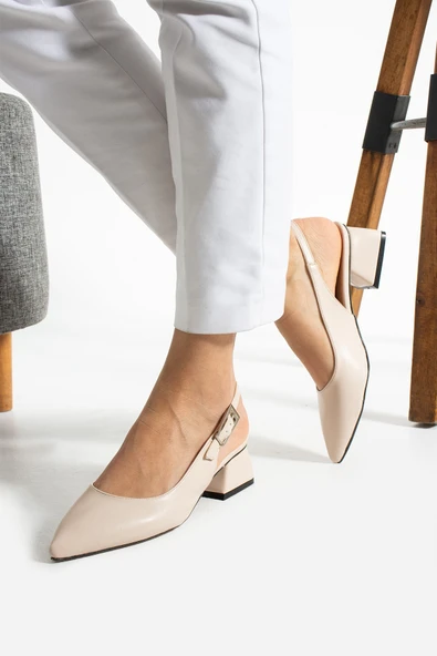 Albishoes Kadın Kare Topuk 4 Cm Arkası Açık Sivri Burun Şık İş Ofis Günlük Kadın Topuklu Ayakkabı - 3