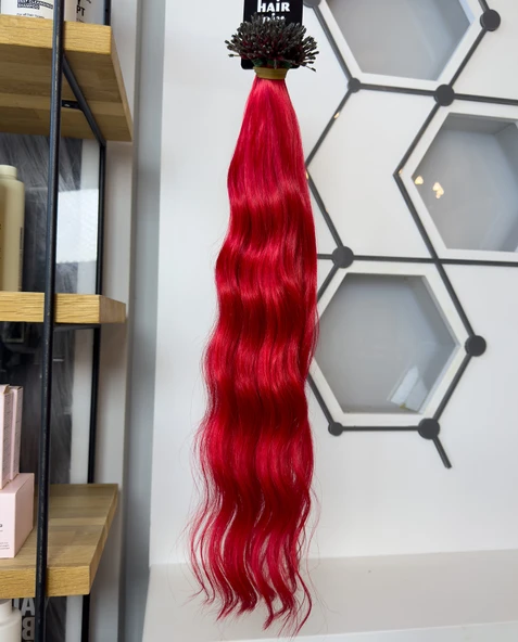 HairPim Rainbow (0.8 Gr) Kırmızı 50 Adet 70 Cm Yeni Nesil Kaynak Saç HP351