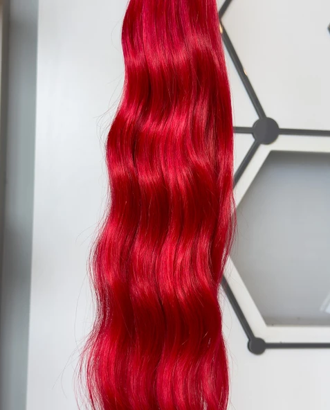 HairPim Rainbow (0.8 Gr) Kırmızı 50 Adet 70 Cm Yeni Nesil Kaynak Saç HP351 - 3