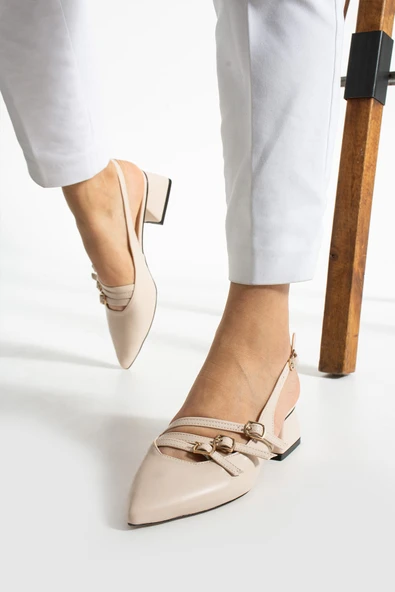 Albishoes Kadın Kare Topuk 4 Cm Toka Detaylı Arkası Açık Sivri Burun İş Ofis Günlük Kadın Ayakkabı - 2