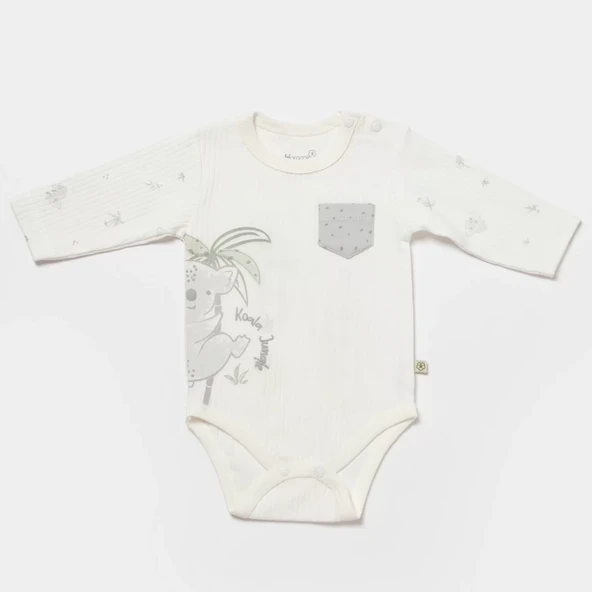Koala Jungle Uzun Kol Bebek Body  Gri