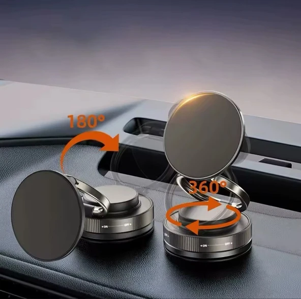 360 Ayarlanabilir Güçlü Vakumlu Mıknatıslı Manyetik Katlanır Telefon Tutucu - 3